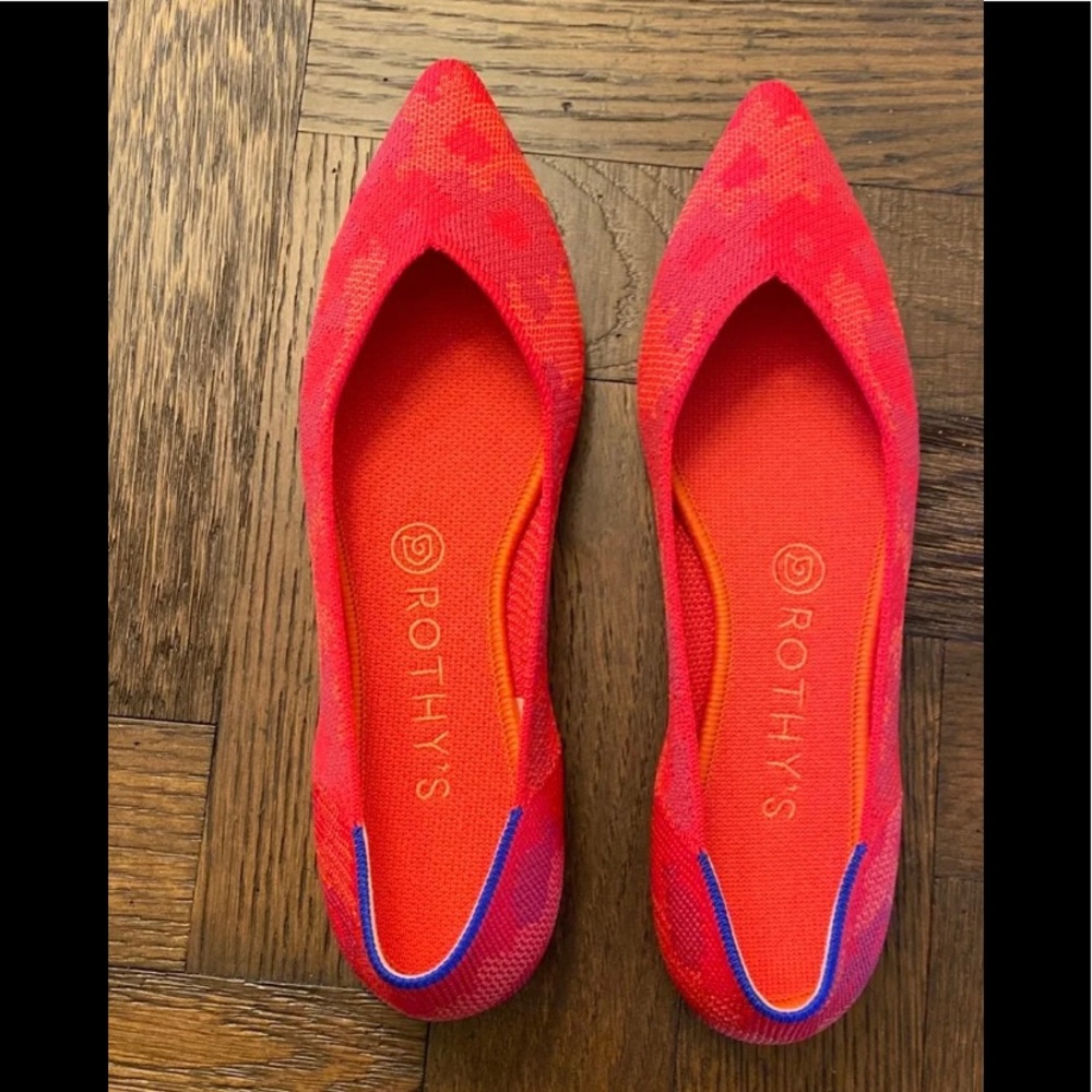 Rothys Red Botanicamo Pointed Toe Flats